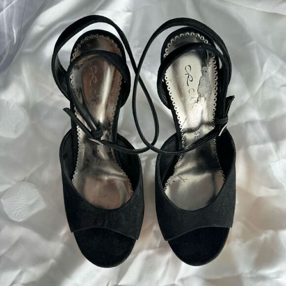 Carlo Rossetti Cork Platform Pump Open Toe Black/Tan Women’s Shoe Size 8.5 - Picture 3 of 8